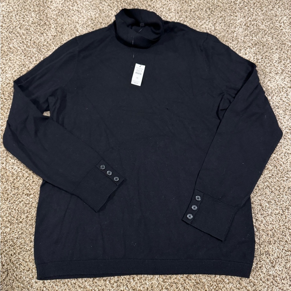 Talbots Black Turtleneck Sweater with Button Cuffs